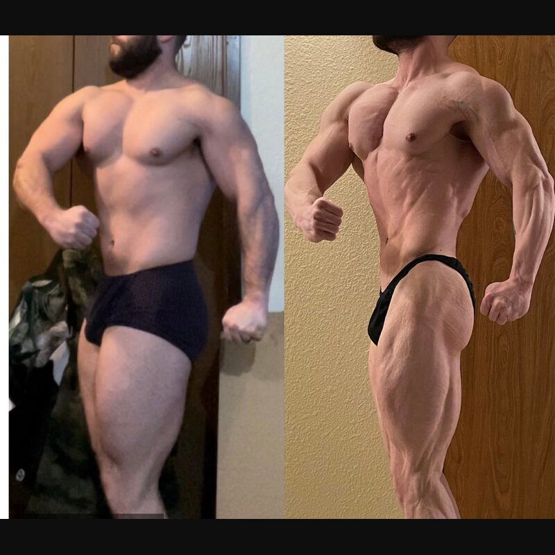 Stark Fitness before and after - bodybuilding posing
